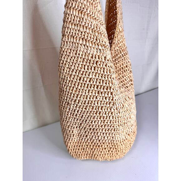 Boho Beach Bag Tote Straw Crochet Slouchy Summer Festival Farmer's Market Clean - Picture 5 of 11